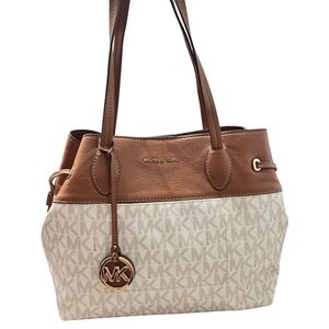 Michael Kors Marina North South Tote Bag Large Cream Tan  Drawstring